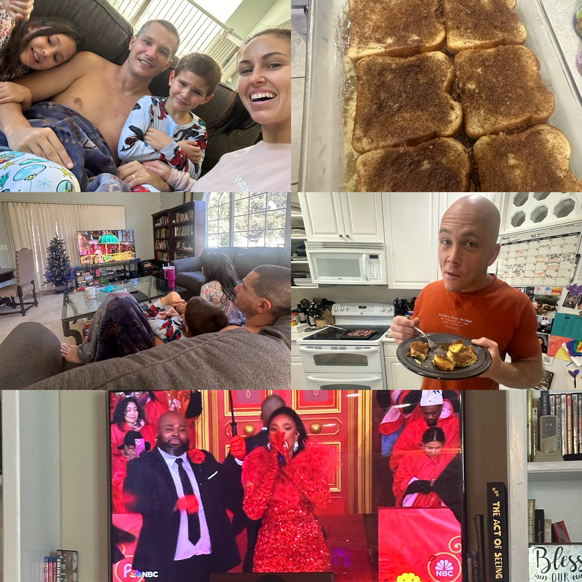 Thanksgiving Morning traditions! Over night French toast, Macy day parade, lots of laughs with the fam <a href="/PastorBKnight/">Brad Knight</a> kiddos and the brother. We are ready to have a feast from Chef Jon <a href="/TheJonathanCain/">Jonathan Cain</a> Hope y’all are enjoying your day so far. #Thanksgiving2024 #familytraditions