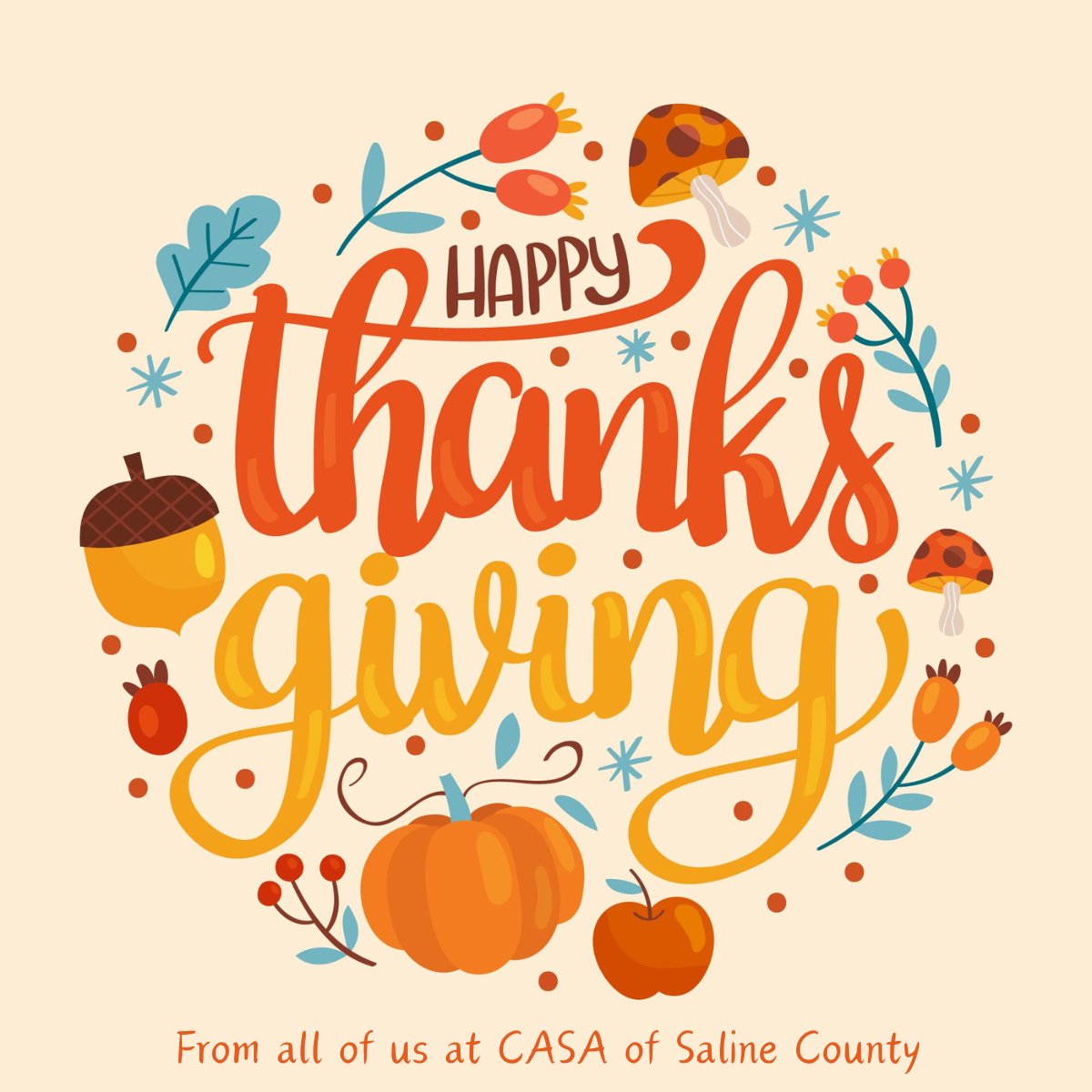 saline_CASA's tweet photo. Happy Thanksgiving wishes galore! May your day overflow with love, laughter, and an abundance of gratitude. https://t.co/dZnF187c2N