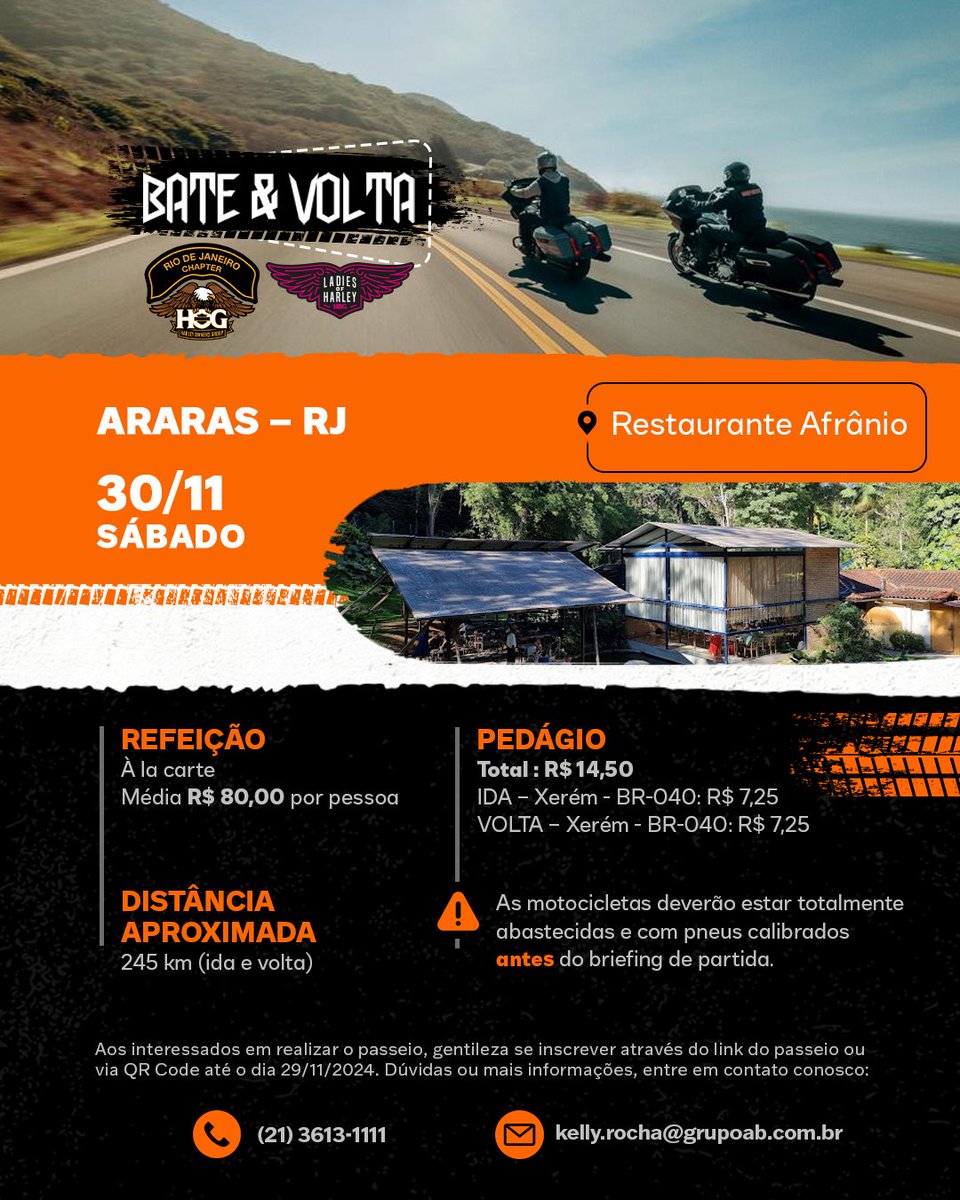 Harley_Rio's tweet photo. Junte-se a nós no sábado, 30/11, para um Bate &amp; Volta.

📍Araras - RJ - Restaurante Afrânio

🤘 Vivencie a autêntica sensação de liberdade sobre duas rodas e fazer parte da nossa comunidade na Rio H-D.

⚠ Fique atento ao briefing e vamos nos divertir! https://t.co/7X58A2strl
