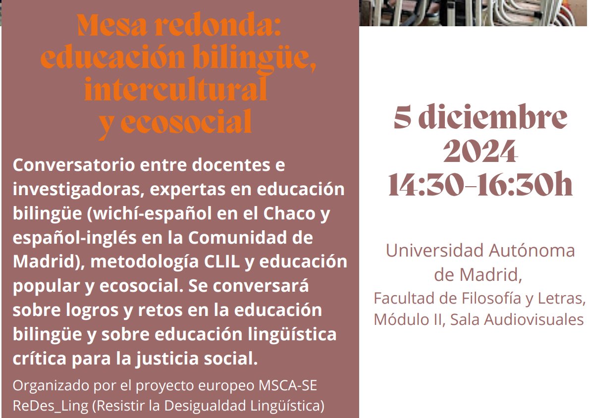 UAMCLIL's tweet image. Don’t miss this exciting roundtable on CLIL methodologies with Ana Llinares (@AnaLlinares4) & Elisa Hidalgo! 🌍✨
📅 Next Thursday (December 5th)
📍 Sala Audiovisuales, Módulo II, Facultad de Filosofía y Letras, UAM
Join the debate & deepen your CLIL insights! 🗣️
