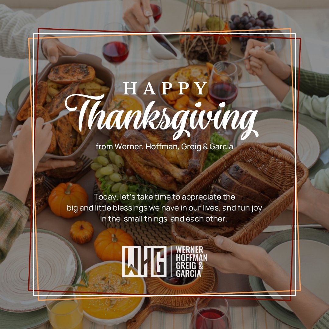 whglaw's tweet photo. This Thanksgiving, we are so grateful for our family, friends, team, and clients—all of you enrich our lives every single day at WHG.💜 We wish you all a day filled with love, laughter, and cherished moments!
--Happy Thanksgiving from Adam, Michael, Matthew, and Brendan. https://t.co/klZIt4cuuz