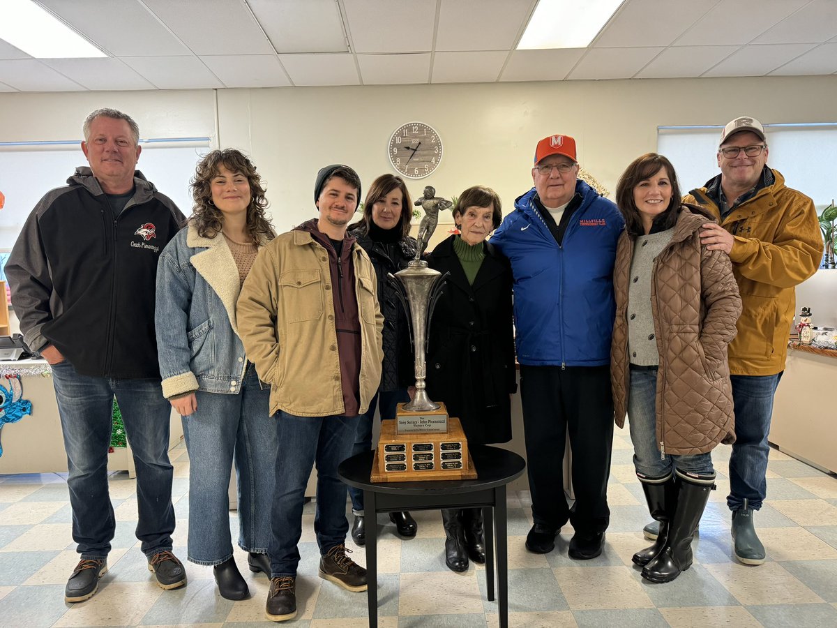 TBoltAthletics's tweet photo. Congrats to the Millville Football team for defeating Vineland today 42-7!!!!!!!!

After 153 meetings the series is now tied at: 67 - 67 - 19 !!!!!

The Bolts have retained the newly named Tony Surace - John Pierantozzi Victory Cup!!!! https://t.co/aB0oUtNF6Q