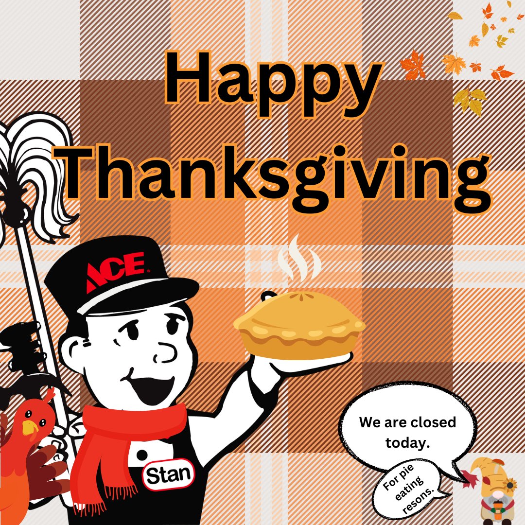 PittsburgAce's tweet image. Happy #Thanksgiving🦃! We are closed to spend time with our families today. We will see you again tomorrow morning bright and early for #BlackFriday! #MoreThanAHardwareStore #MyLocalAce