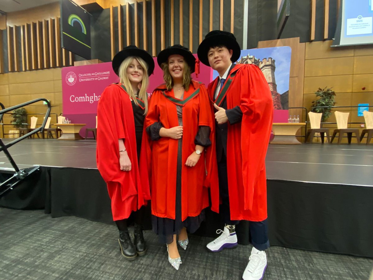 aideenryan1's tweet photo. What a pleasure to supervise @eileenreidy111 and co-supervise @CanningAoife and @Jiemin_Wang_17 and celebrate their graduation yesterday. Three stellar and dedicated scientists. Congratulations Eileen, Aoife, and Jiemin- the future of science is in safe hands. https://t.co/9vrXhGCPNx