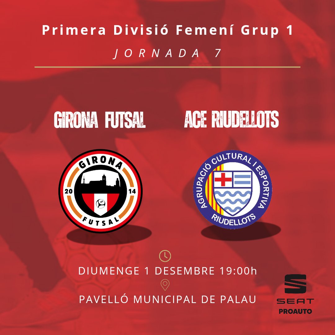 JORNADA 7 | SÈNIOR FEMENÍ

📅 Diumenge 1 de desembre
📍Pavelló Palau
⏱ 19h

Vine a animar el nostre equip!!!!

#futsalgirona #futsal #futsal⚽️ #futbolsala #futbolsalacatala #futbolsalacatalunya #girona #orgullgironí #culturadelesforç