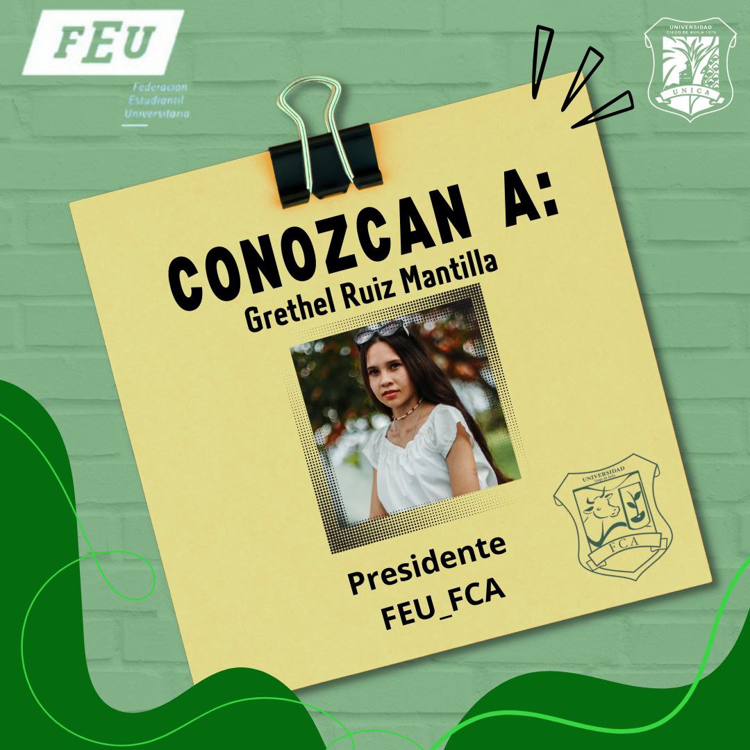 FeuGomez45467's tweet photo. A buen ritmo las #EleccionesFEU de la #UNICADeExcelencia a nivel de facultad. La #FEU_FCEE y la #FEU_FCA tiene nuevos Secretariados a este nivel encabezados por los estudiantes de Lic. Turismo y Lic. Medicina Veterinaria Diego Armando Rodríguez y Grethel Ruiz Mantilla . https://t.co/QIYAlIslmD