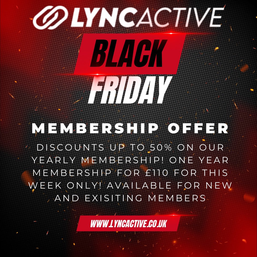 lync_active's tweet image. 🚨BLACK FRIDAY OFFERS NOW LIVE!🚨

💪🏼 GYM MEMBERSHIP OFFER
🔥 PT OFFER
📲 ONLINE PLANS OFFER
🏋🏻‍♂️ PT BLOCK OFFER

❗Each offer is available until Sunday, so act fast!❗

Click the link for more info; lyncactive.co.uk

#BlackFriday #BlackFridayDeals #TeamLync