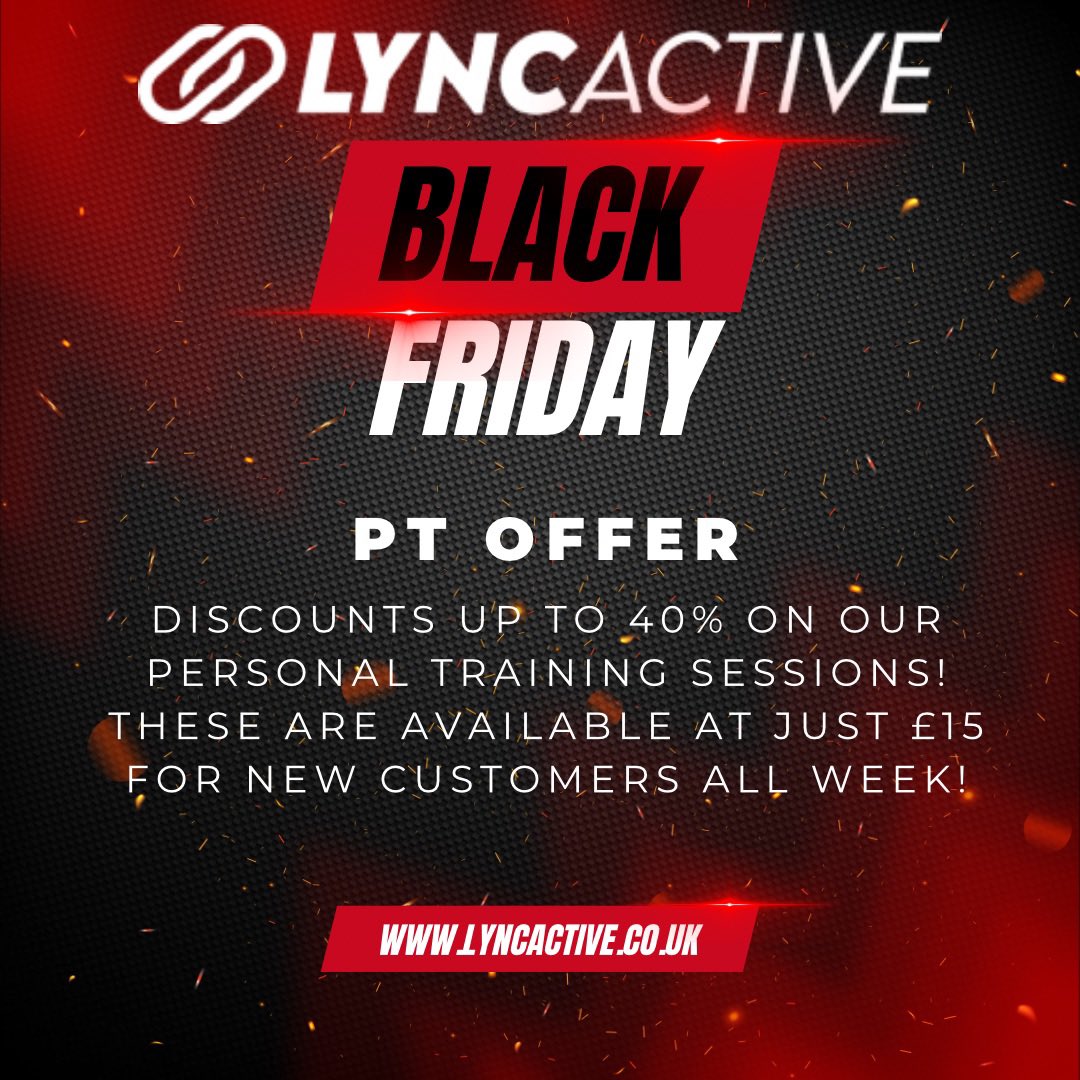 lync_active's tweet image. 🚨BLACK FRIDAY OFFERS NOW LIVE!🚨

💪🏼 GYM MEMBERSHIP OFFER
🔥 PT OFFER
📲 ONLINE PLANS OFFER
🏋🏻‍♂️ PT BLOCK OFFER

❗Each offer is available until Sunday, so act fast!❗

Click the link for more info; lyncactive.co.uk

#BlackFriday #BlackFridayDeals #TeamLync