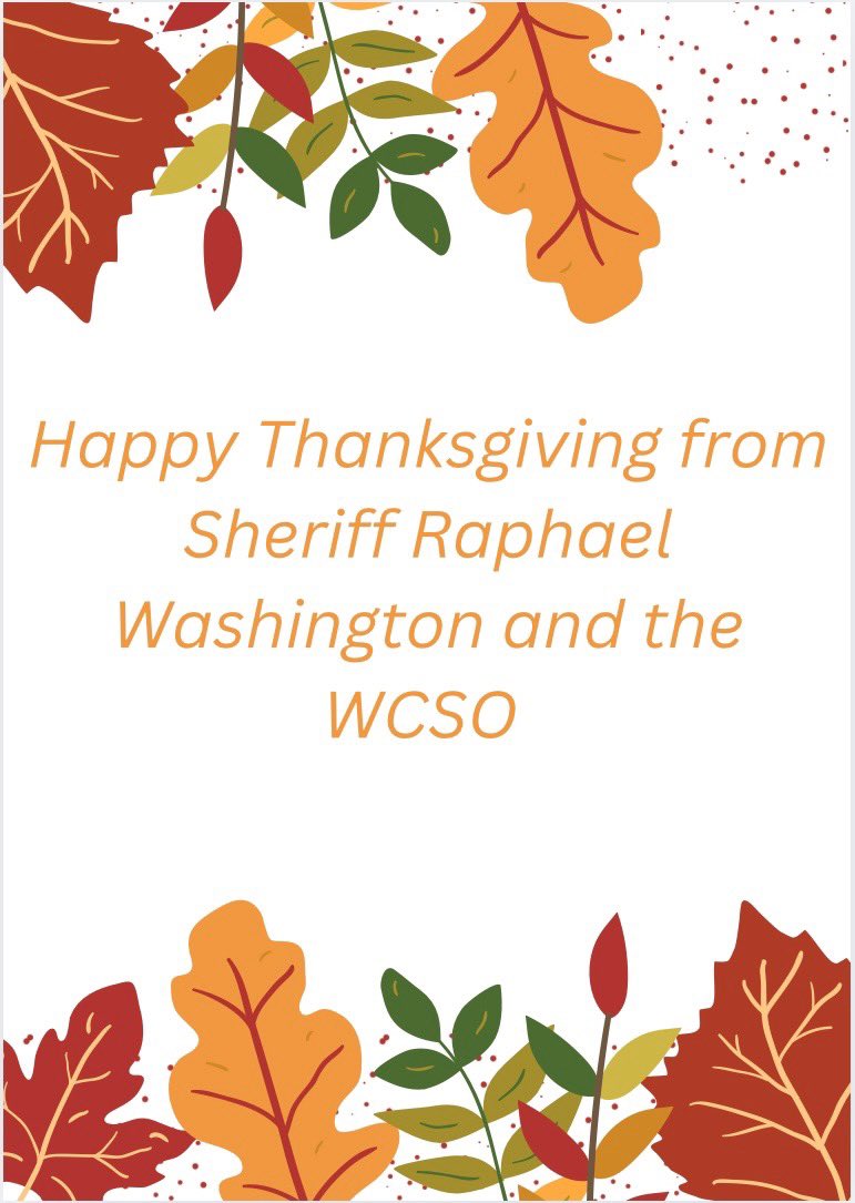 Sheriff Raphael Washington and the Wayne County Sheriff's Office want to express our deepest gratitude to our incredible community. We're thankful for your trust, support, and the opportunity to serve and protect you.￼ #GivingThanks #CommunityFirst #WCSO #BetterTogether