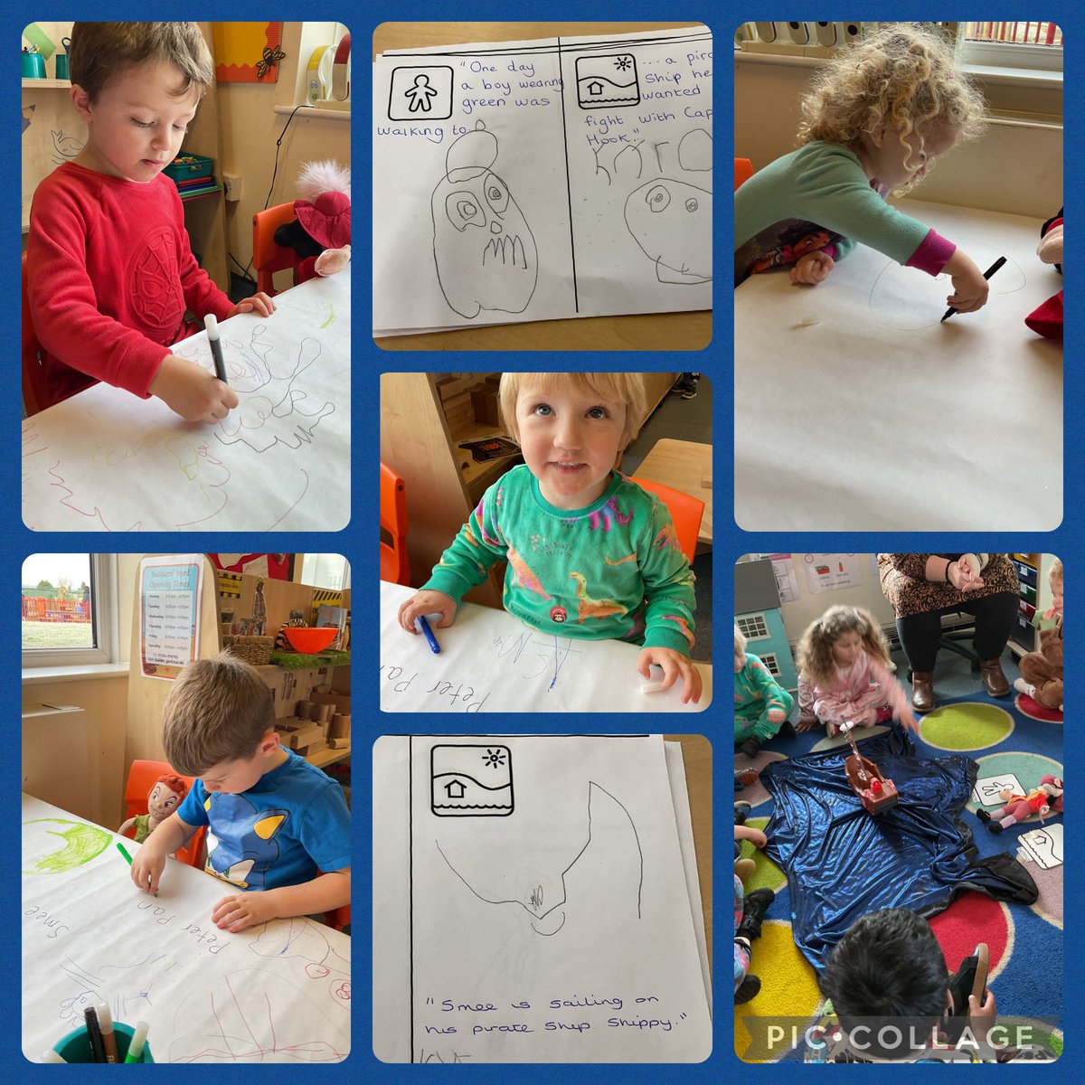 StSimonsSch's tweet image. Nursery have started on their Tales Toolkit adventure. We explored “character” last week and “setting” this week. They enjoyed making up stories linked to our pirate theme. @TalesToolkit #tellingastory #makingmarks