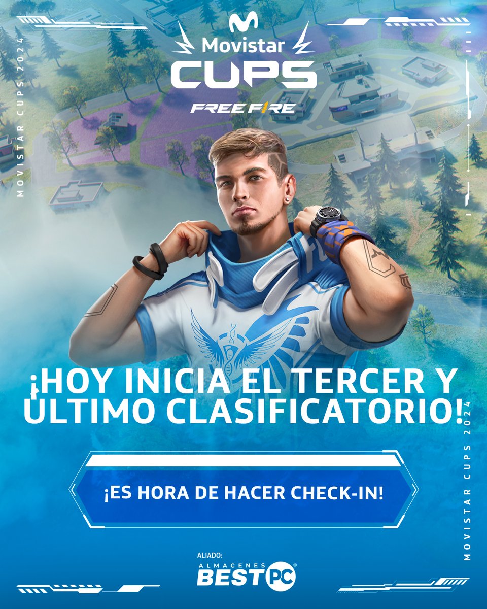 ⏰¡Es momento de hacer check-in!   

El tercer clasificatorio de Movistar Cups Master Challenge Free Fire está en marcha.   Asegura tu lugar y lucha por la gloria 
🔗link.lvp.global/met3🚀 
#MovistarCupsEc <a href="/MovistarEC/">Movistar Ecuador</a>