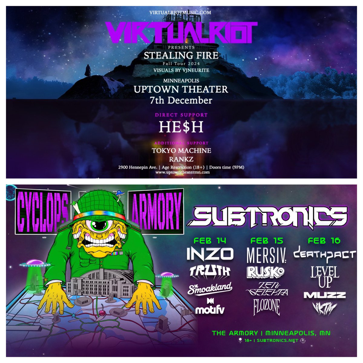 SIMshows's tweet image. 🙏Give Thanks to You🙏
Qualify to win a pair of tickets to:
-Virtual Riot at Uptown Theater
-Subtronics weekend at The Armory
WAT‼️
Qualify to win: *like* &amp;amp; RT