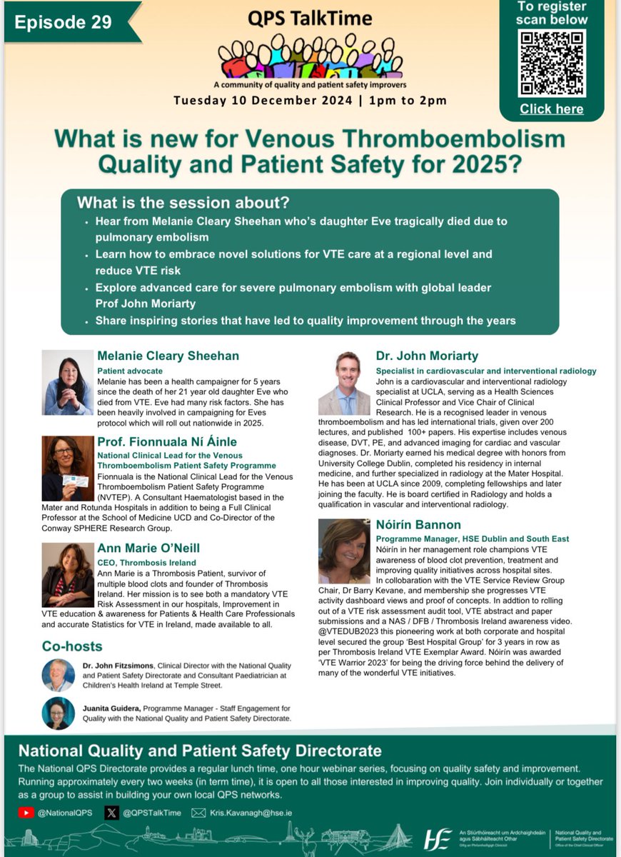 Thrombosis Ireland (@thrombosisirl) on Twitter photo Join us on 10th December for a lunch time QPS Talk Time. It will be heartbreaking, motivating, innovative, educational and fun, all in one❤️
<a href="/NVTEProgramme/">NVTEP</a> @NationalQPS <a href="/HSELive/">HSE Ireland</a> <a href="/HSEMidWest/">HSE Mid West</a> <a href="/HSE_West_NWest/">HSEWestNorthWest</a> <a href="/HSESouthWest/">HSESouthWest</a>
Register now 👇 Join us on 10th December for a lunch time QPS Talk Time. It will be heartbreaking, motivating, innovative, educational and fun, all in one❤️
<a href="/NVTEProgramme/">NVTEP</a> @NationalQPS <a href="/HSELive/">HSE Ireland</a> <a href="/HSEMidWest/">HSE Mid West</a> <a href="/HSE_West_NWest/">HSEWestNorthWest</a> <a href="/HSESouthWest/">HSESouthWest</a>
Register now 👇