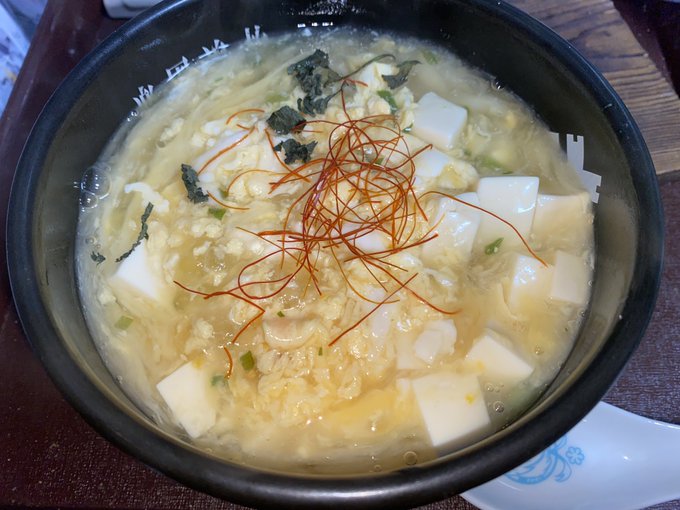 夜食、豆腐卵とじあんかけうどん 