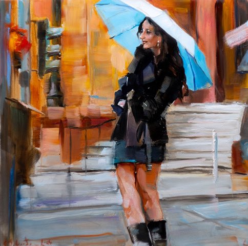 edwardbgordon's tweet photo. Vor dem ehemaligen kaiserlichen Postfuhramt, mit hellblauem Regenschirm. | In front of the former imperial post office, with a light blue umbrella. #autumn #painting  #postfuhramt #oranienburgerstrasse #berlinmitte #regenschirm #edwardbgordon #dailypainting Daily Painting https://t.co/DywXrDUVeg