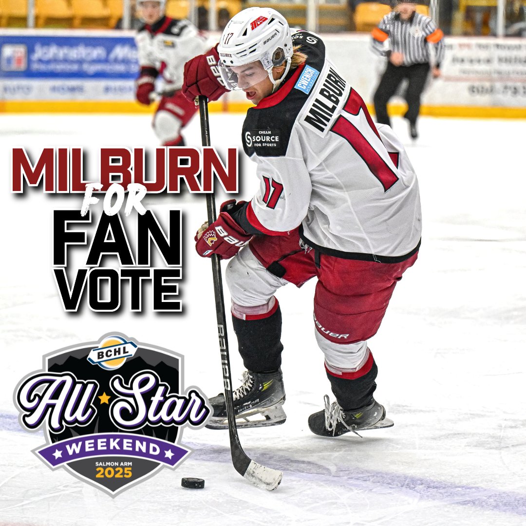 VOTE MILBURN FOR ALL STAR WEEKEND 🌟

The voting for All-Star Weekend Fan Vote is Live!

BRADY NEEDS OUR HELP CHIEFS FANS!

*vote once per day*

VOTING ENDS DECEMBER 4 @ 4PM

🔗 bchl.ca/FanVote