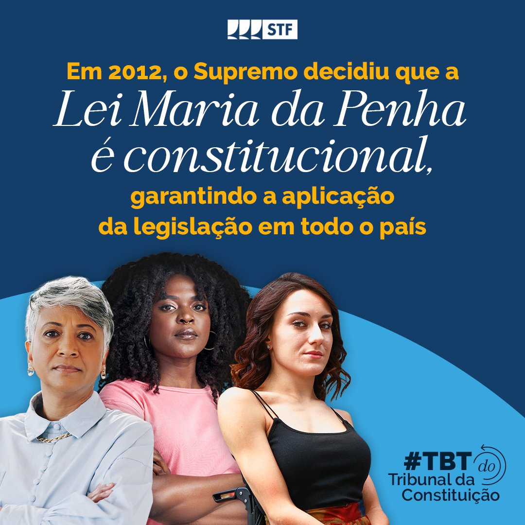 STF_oficial's tweet image. ✊🏽 Em 2012, a Lei #MariadaPenha (11.340/2006) foi validada na Ação Declaratória de Constitucionalidade (ADC) 19 e na Ação Direta de Inconstitucionalidade (ADI) 4424. Essa decisão garantiu proteção para mulheres que, por medo, dependência emocional ou outras razões, não conseguem…