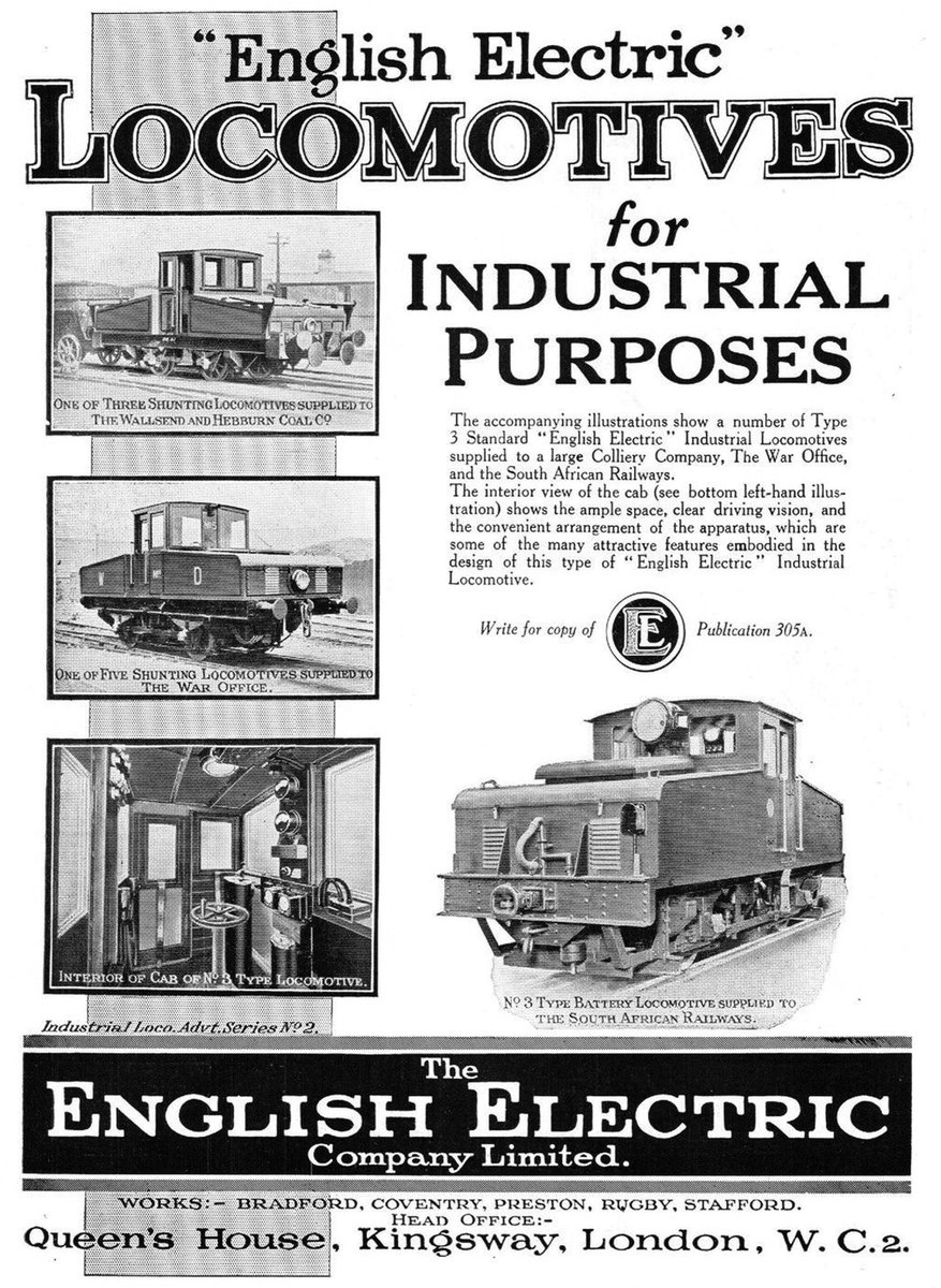 Here’s another old advert relevant to our collection. English Electric built 32 ‘Type 3’ electric locomotives, 31 of them for UK industrial sites and one for South Africa. The first one was out-shopped in 1920 and the final one in 1951. 6 are preserved, including our Spondon No.1
