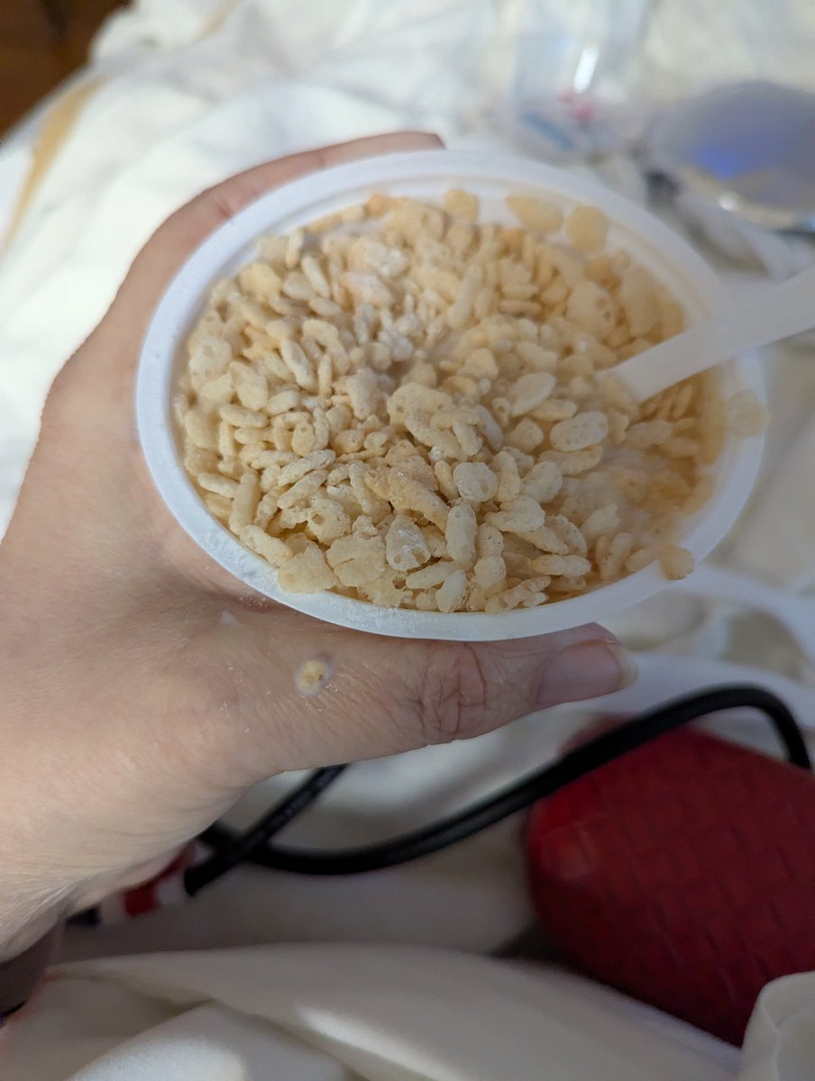 Best bowl of Rice Krispies ever!!! This is what I ordered for Thanksgiving breakfast in the hospital &amp; it's absolutely wonderful!

I have a friend who's going to drop off a plate later. She's got turkey &amp; stuffing, mashed potatoes, stuffed mushrooms, broccoli casserole &amp; more!