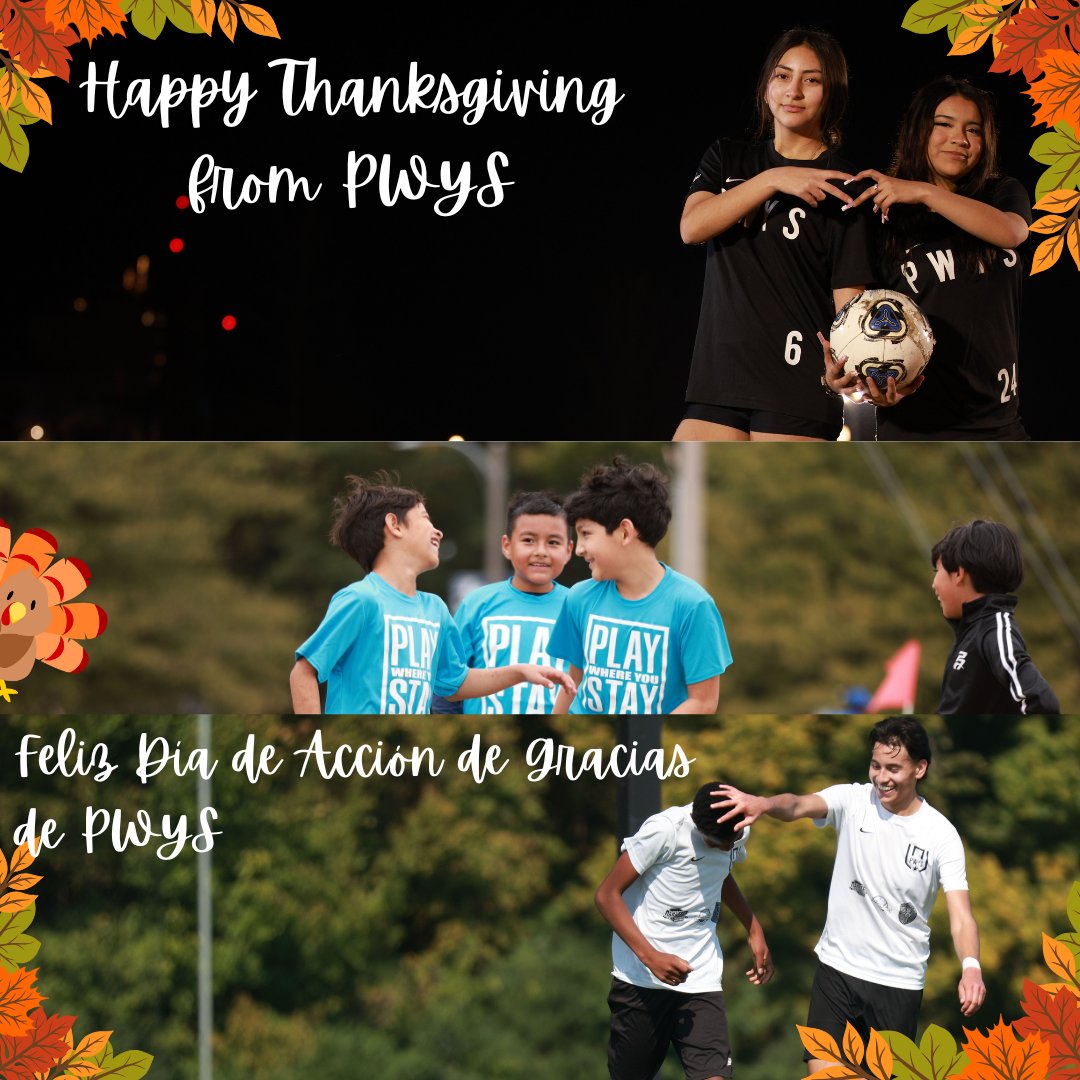 PlayWhereUStay's tweet photo. Happy Thanksgiving from PWYS! 🦃⚽ We’re so grateful for our amazing community of players, parents, coaches, and supporters. Wishing you and your loved ones a joyful Thanksgiving filled with gratitude, connection, and maybe some time on the field! 🥧✨ https://t.co/T2a4P9HLIj