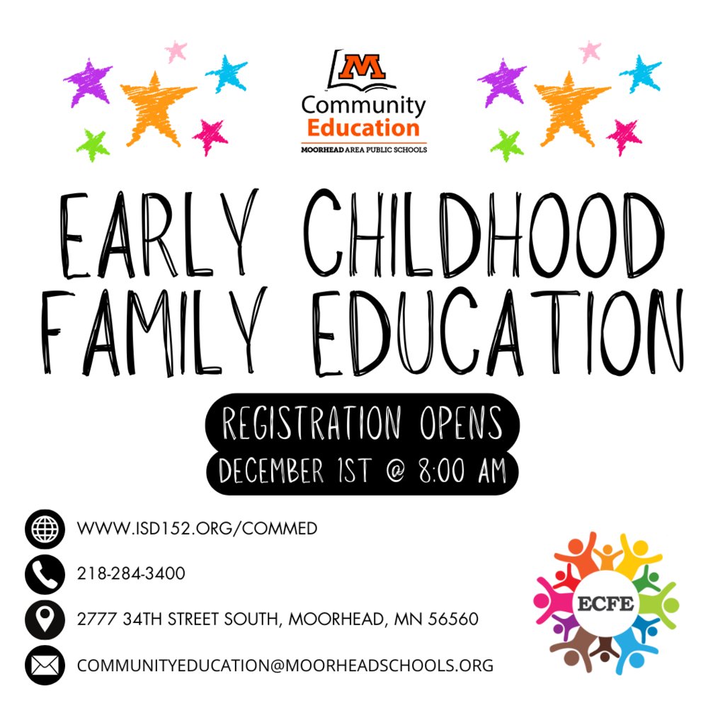 probspuds's tweet photo. Registration for Winter ECFE classes will open on December 1st at 8:00 AM! https://t.co/ciPK0sHdZN