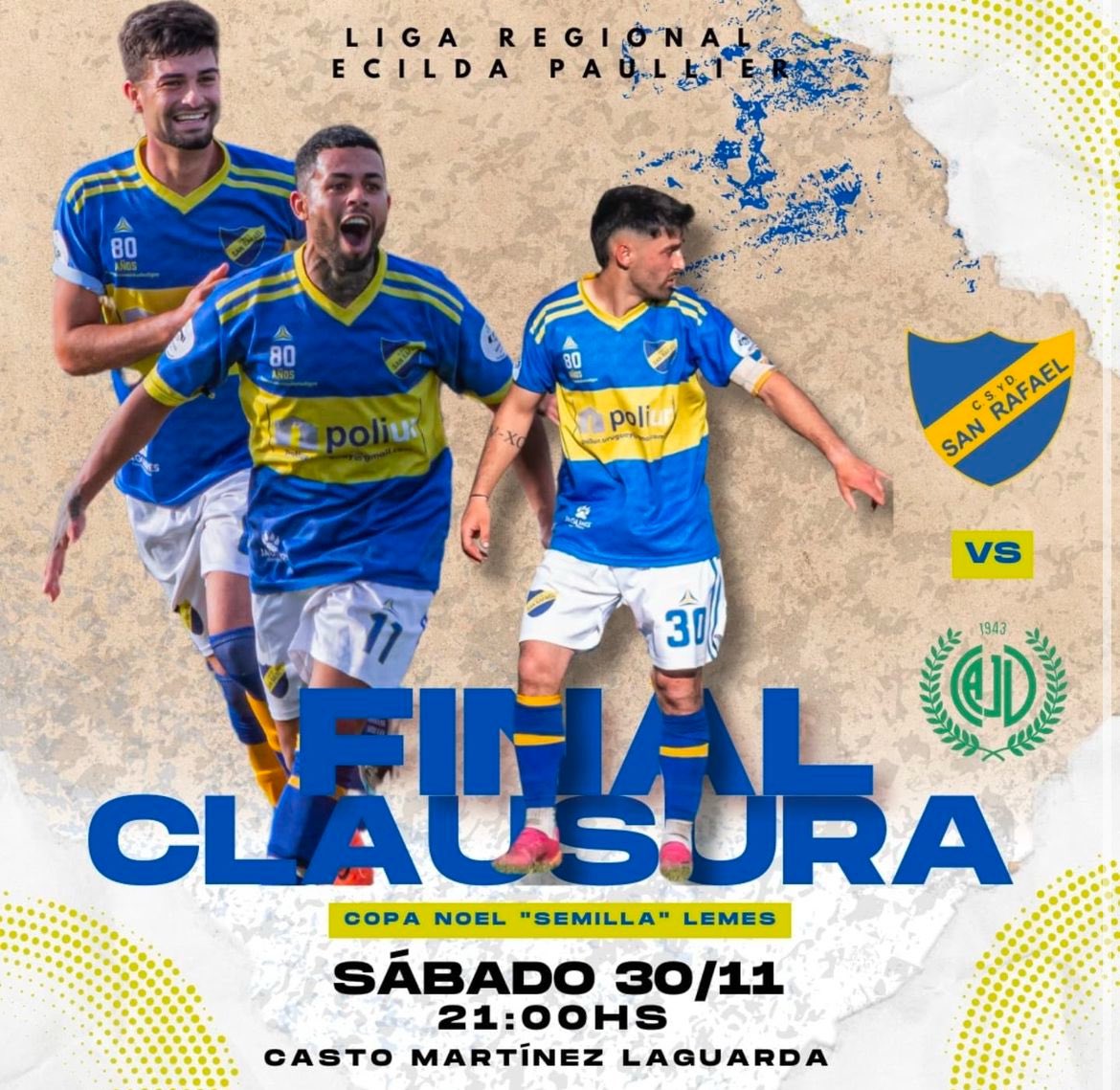 El Club vuelve a disputar una final en el año con su plantel superior. 

Viajamos al estadio para disputar la final del clausura vs Juventud Unida. 

Todos juntos y confiando en el trabajo realizado para llegar hasta acá. 

VAMO EL CLUB 💙💛