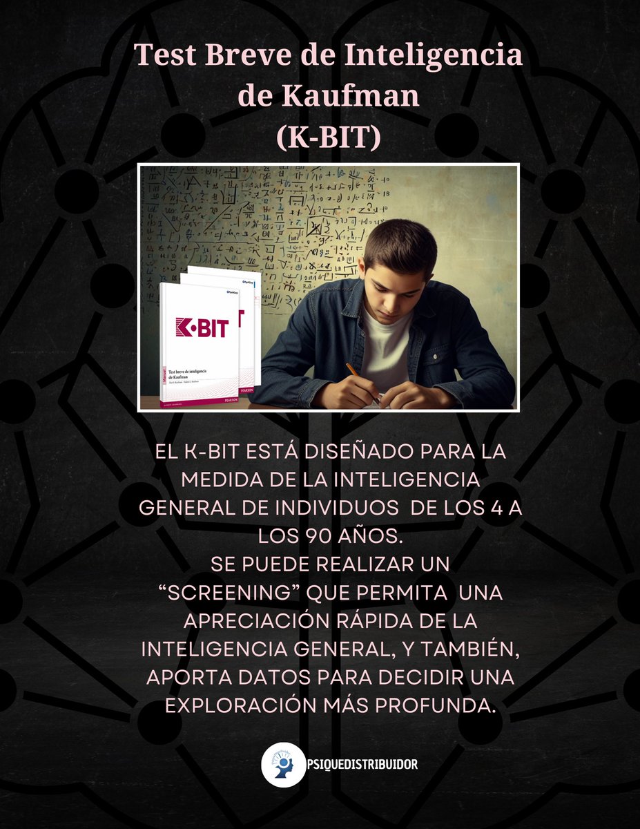 PsiquePruebas's tweet photo. Test Breve de Inteligencia de #Kaufman (K-BIT)
Medida de la #inteligenciaverbal y #noverbal en #niños, #adolescentes y #adultos. #Mexico
Contáctanos:
Whatsapp: https://t.co/0wvh3ejypD
Face: https://t.co/G0d80qj8e0 https://t.co/W5R1SfjB6g