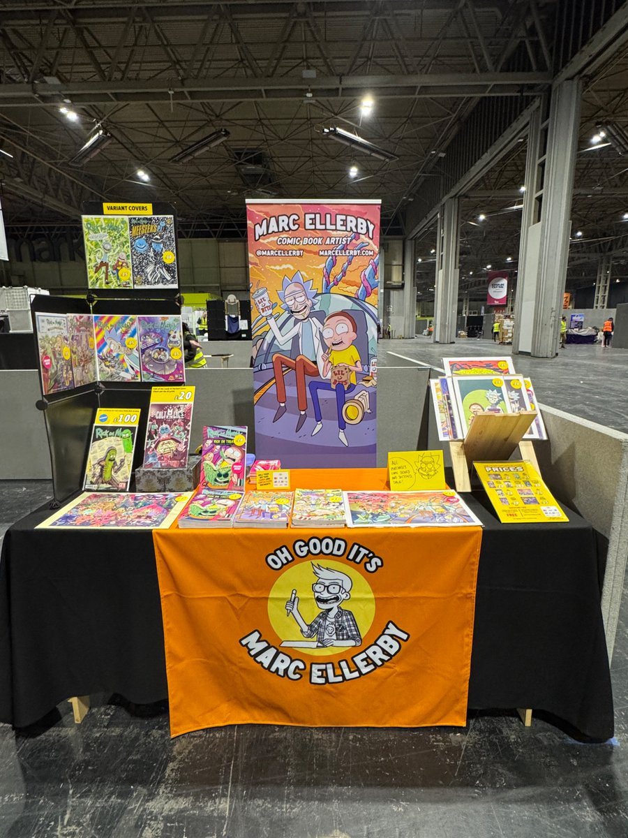 MarcEllerby's tweet image. All set up for this weekend’s MCM Birmingham! Find me at Table A1 in Artist Alley.
Also I am doing a WhatNot show on Saturday live and direct from MCM. We’re giving a sketch cover away?! Here’s the link to join in
whatnot.com/live/76bb8c9a-…