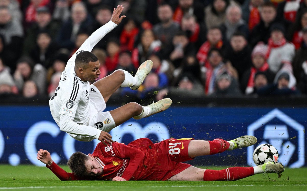 RisingBallers_'s tweet photo. Two years ago this week, Conor Bradley scored a last minute winner for Bolton against Fleetwood town. 

Fast forward to this week… He dropped a MOTM performance in the UCL vs Real Madrid and locked up Kylian Mbappe. Life changes mad quick. Crazy. https://t.co/FgzXecDQbD