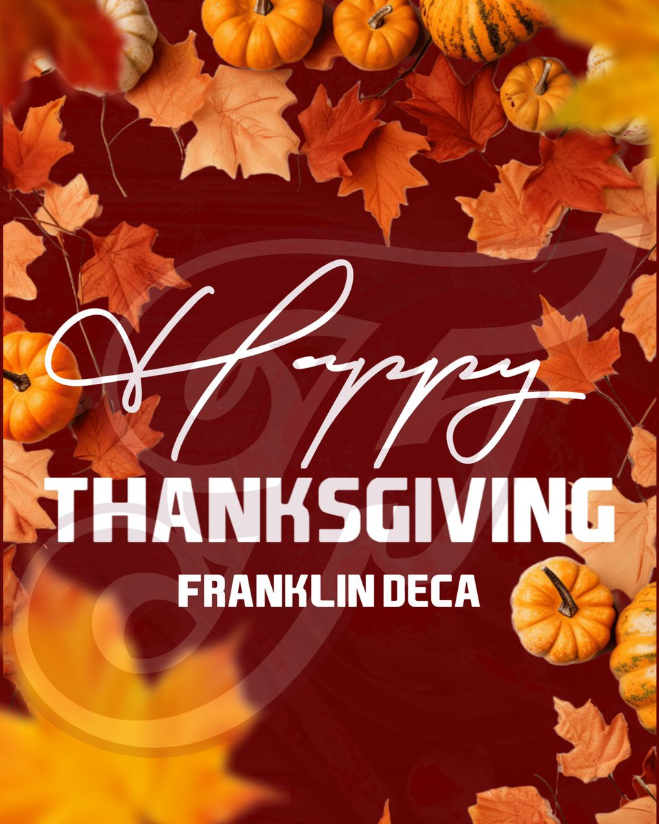 Franklin DECA Tennessee (@wcsfhsdeca) on Twitter photo Happy Thanksgiving from Franklin <a href="/wcsFHS/">Franklin High School</a> DECA!
We’re so thankful for our
🍁 Dedicated members,
🍁 Supportive advisors &
🍁 Our amazing community that helps us succeed
Wishing you a wonderful day filled with gratitude and joy!
<a href="/decatn/">Tennessee DECA</a> <a href="/wcsCCTE/">wcsCCTE</a> <a href="/DECAInc/">DECA Inc.</a>
#TheFlagship⚓️ Happy Thanksgiving from Franklin <a href="/wcsFHS/">Franklin High School</a> DECA!
We’re so thankful for our
🍁 Dedicated members,
🍁 Supportive advisors &
🍁 Our amazing community that helps us succeed
Wishing you a wonderful day filled with gratitude and joy!
<a href="/decatn/">Tennessee DECA</a> <a href="/wcsCCTE/">wcsCCTE</a> <a href="/DECAInc/">DECA Inc.</a>
#TheFlagship⚓️