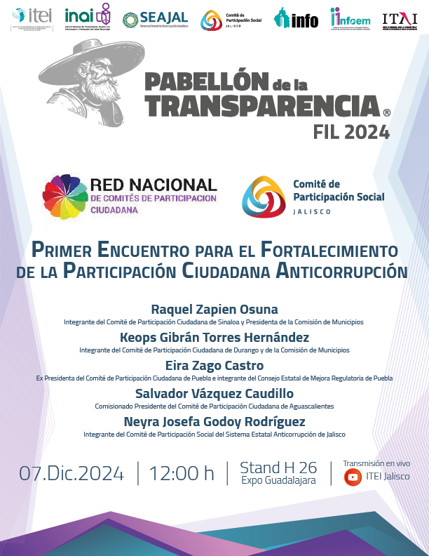 cpsseajal's tweet photo. #FILGDL2024 | 🗣️Primer Encuentro para el Fortalecimiento de la #ParticipaciónCiudadana #Anticorrupción".

👥@raquelzapien, @keops_torres, Eira Zago, @Salvador_CPCAGS, Neyra Godoy. 

🗓️07. Dic
⏰12:00 h
📍Stand H26 #PabellónDeLaTransparencia
📽️Transmisión #EnVivo por RRSS #ITEI https://t.co/fP2W4s6Ikv