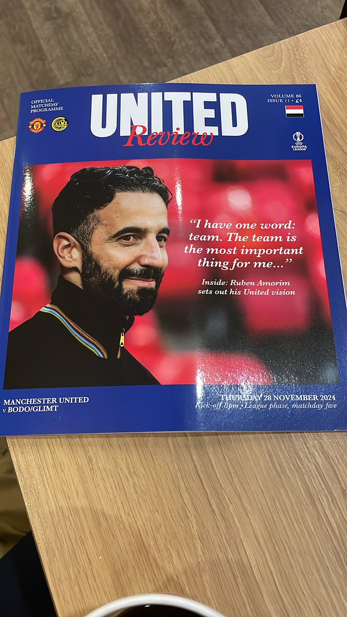 Oscarcordeiro2's tweet photo. Amorim no Matchday Programme 
“Honra e privilégio “
#RubenAmorim #ManUnited #europaleague
@DAZNPortugal https://t.co/Ek55b5Abwy