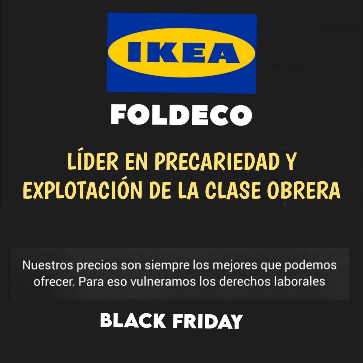 AitGijon's tweet photo. Todos los días debemos luchar para que la pandemia de explotación no se lleve nuestra vida por delante.

Cuando las empresas hablan de liderazgo, ya sabes a qué se refieren: líderes en precarizar y explotar a la clase obrera #FOLDECO, otro ejemplo vergonzoso.

#IKEA #IKEAspain