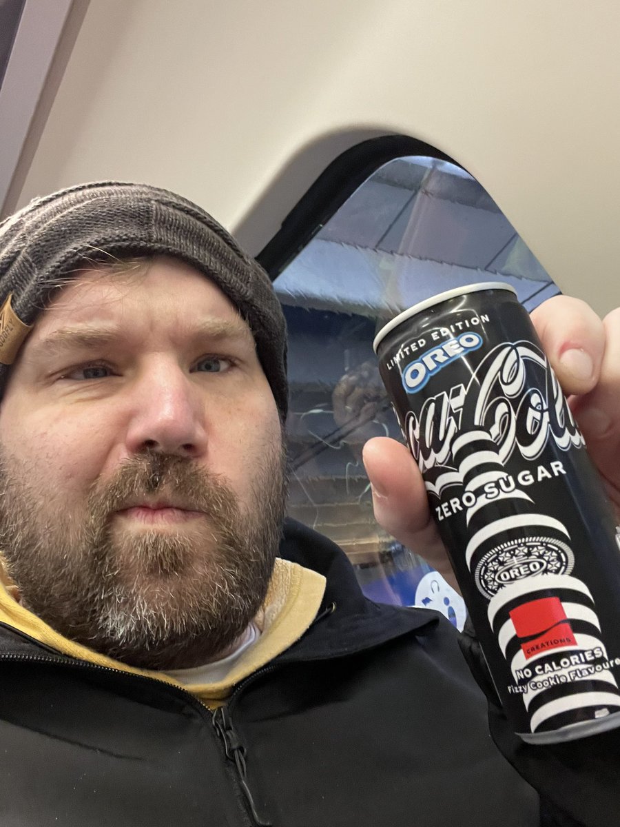 Due to some scheduling/vacation issues, we aren’t going to have a Friday episode this week.  However, here is a picture of Dan with a novelty beverage he found.  Note: Oreo Coke is better than Coke Oreos.