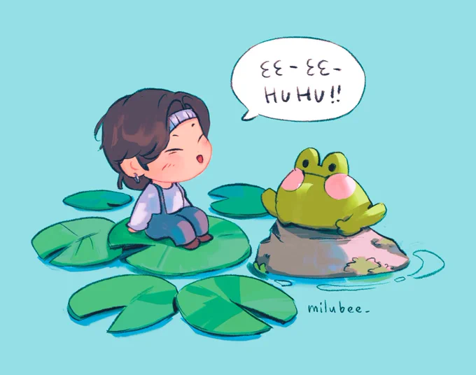 lotus yoongi and his bullfrog frend 
they are excited for hibernation!!
#btsfanart 
