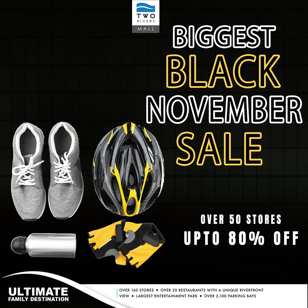Don't miss out on the Black November sales going down at Two Rivers Mall. Get amazing discounts on your sporty wear at Decathlon, first floor in <a href="/TwoRivers_KE/">Two Rivers</a>

Hurry and get up to 72% off while stocks last ! #TRBlackNovember . Can't wait to get mine #TwoRivers