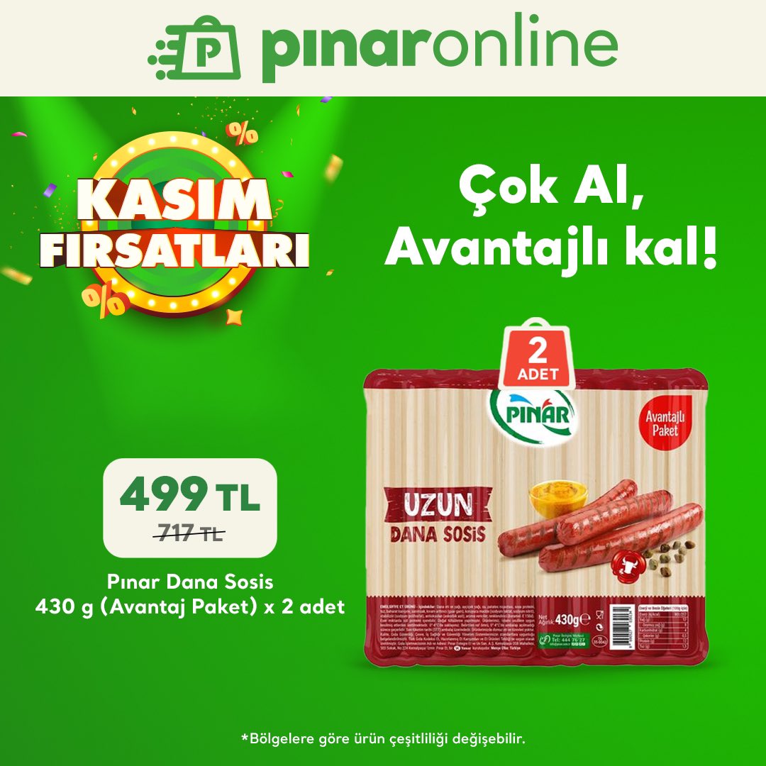 Pınar Dana Sosis İçin Avantajlı Paket 💚

Sepete Eklemek İçin: pinaronline.com/urun/pinar-dan…