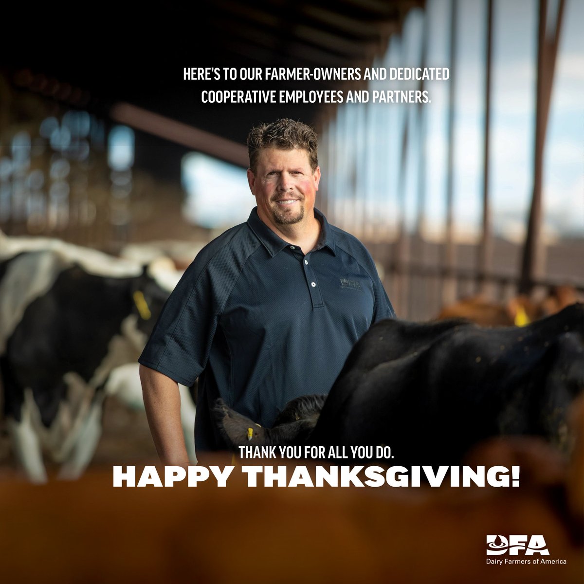 dfamilk's tweet photo. This #ThanksgivingDay, we give a heartfelt thanks to our farmer-owners, employees and all those who help get dairy from farm to (Thanksgiving) table.🦃🌽🍁 

Show your thankfulness and #AddAnOunce (or eight) of extra dairy to your day. What's your favorite way to #EnjoyDairy? https://t.co/6LgFQtwbJP