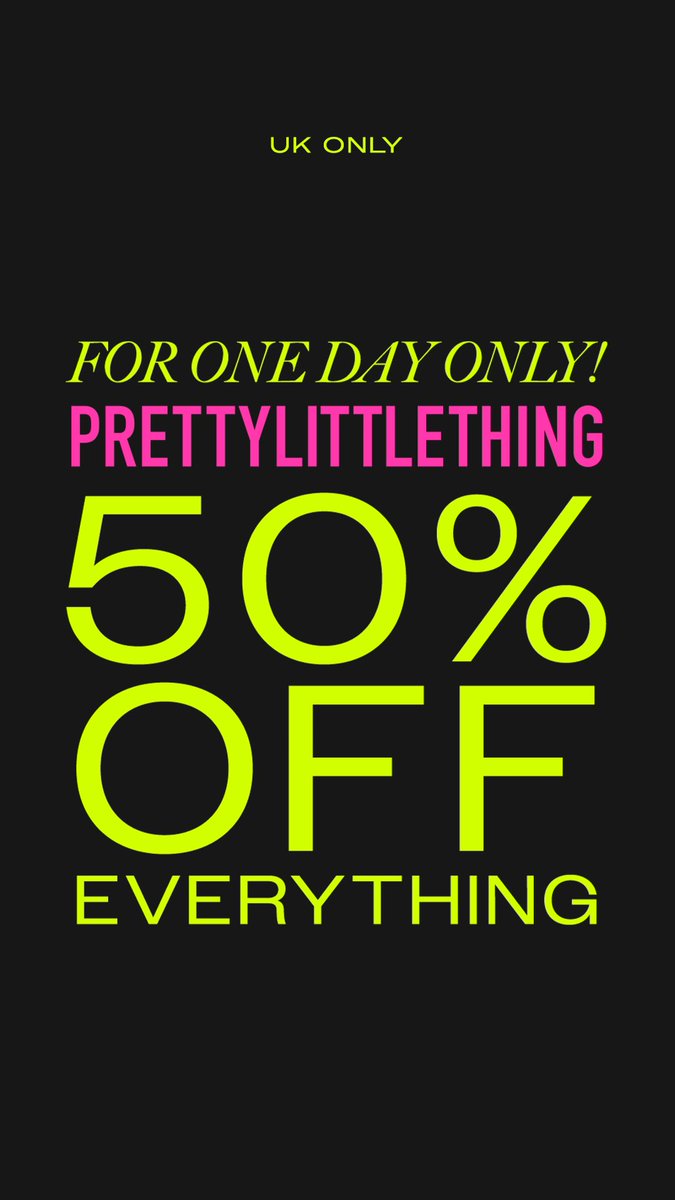 8PM TONIGHT on PrettyLittleThing.com we launch our BIGGEST EVER BLACK FRIDAY SALE 50% OFF EVERYTHING, I MEAN ABSOLUTELY EVERYTHING!!! #PLTBLACKFRIDAY #BLACKFRIDAY RT