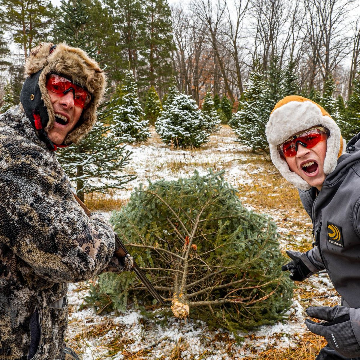 targetfocused's tweet photo. We love kicking off the holidays by shooting down our Christmas tree. Rylan and I headed to a local tree farm this year to find the perfect tree. We shot it down with 28ga SxS from Upland Gun Company. How many shots do you think it took? https://t.co/W1EVwcdISz https://t.co/BJFYCFpoBa