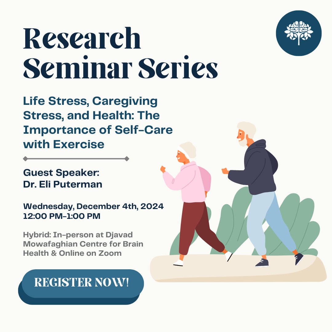 Join us next week Wednesday for an exciting research talk by Dr. Eli Puterman, who will be speaking about the wide scope of stressful experiences that impact our health and wellbeing, and what we can do about it! 🏃‍♀️

RSVP: bcbrainwellness.ca/events/title-r…