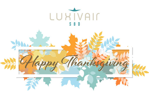 As we gather to celebrate this season of gratitude, we at Luxivair SBD want to express our heartfelt thanks for your continued trust and partnership. 

Wishing you a happy and healthy Thanksgiving.