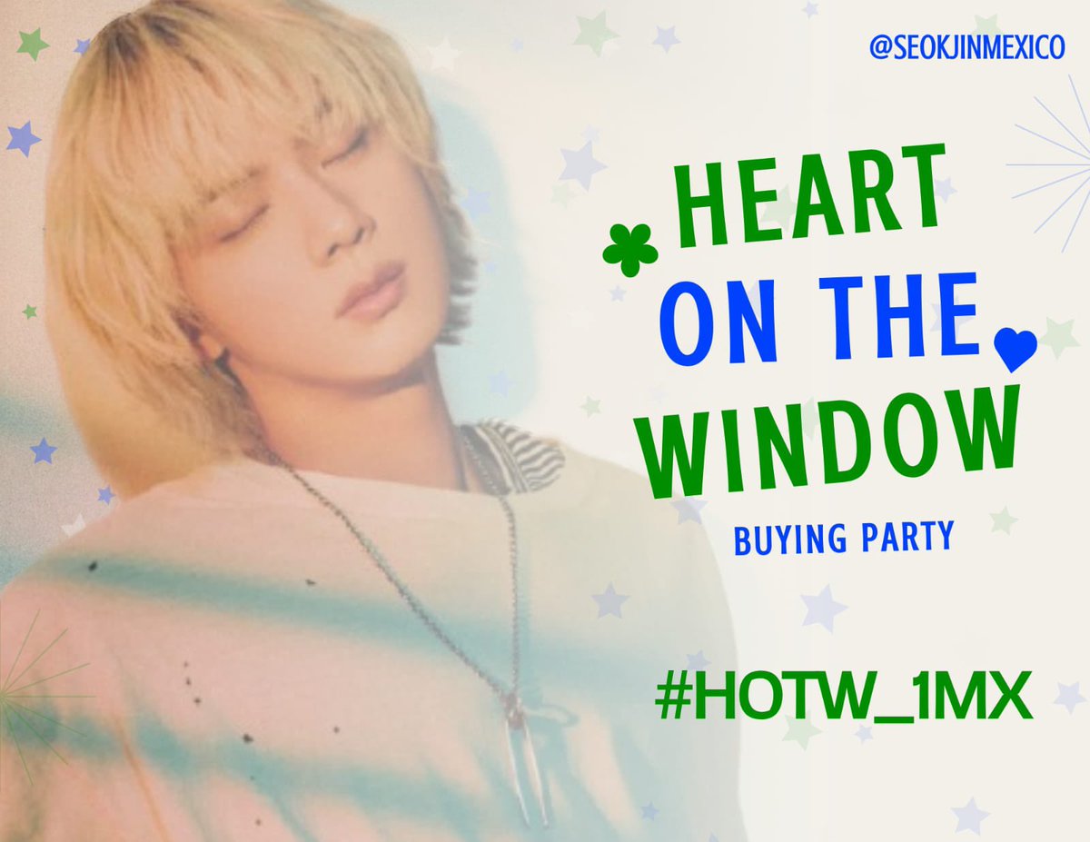 SeokjinMexico's tweet photo. 💜 HEART ON THE WINDOW 🪟 
Buying Party

¡Llegó el momento de conseguir otro  #1 en itunes 🇲🇽! Hoy es el turno de HOTW🔥

‼️ÚNETE A LA COMPRA MX ARMY‼️
Comparte tu ss de  compra + tags ⬇️

#HOTW_1MX 
#Jin_HeartOnTheWindow #Jin_happy
@BTS_twt https://t.co/G9JjhoQUlJ