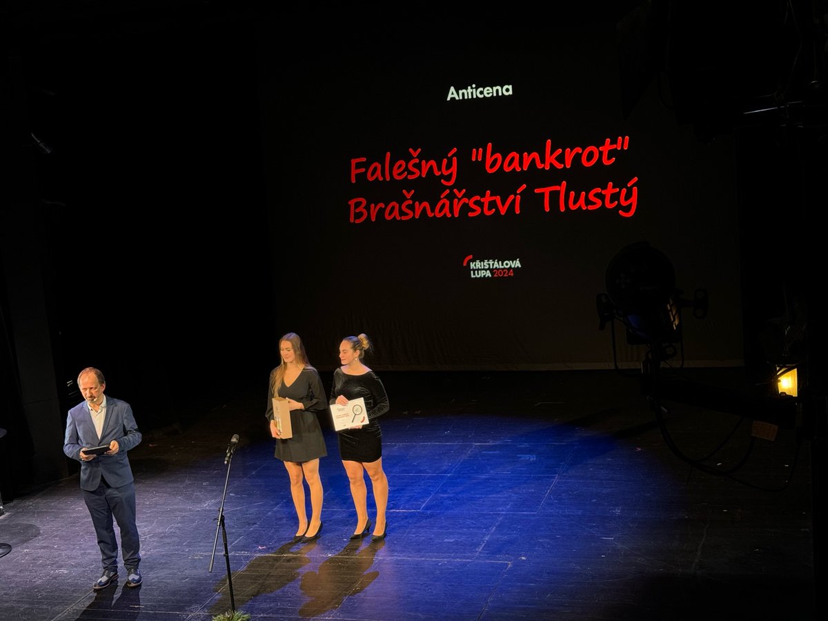Anticenu Křištálové Lupy si letos vysloužil Falešný "bankrot" Brašnářství Tlustý. #kristalovka