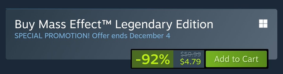 Mass Effect Legendary Edition is less than 5 dollars on steam. If you haven't played the greatest trilogy ever created, now is the time! #MassEffect