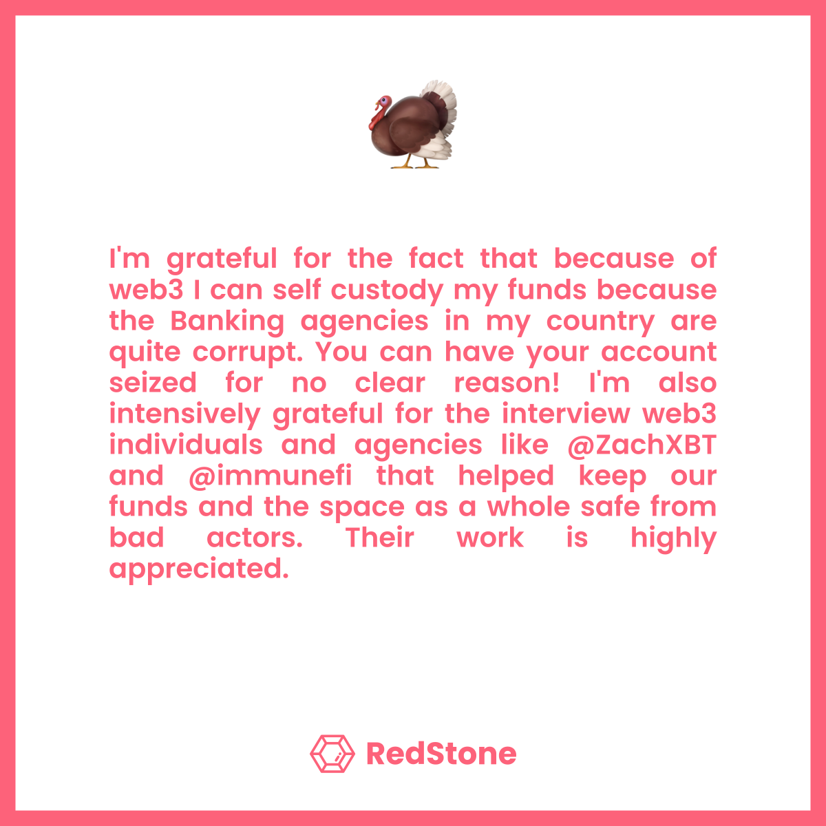 redstone_defi's tweet photo. I'm grateful for the fact that because of web3 I can self custody my funds. https://t.co/a4r557OaXG