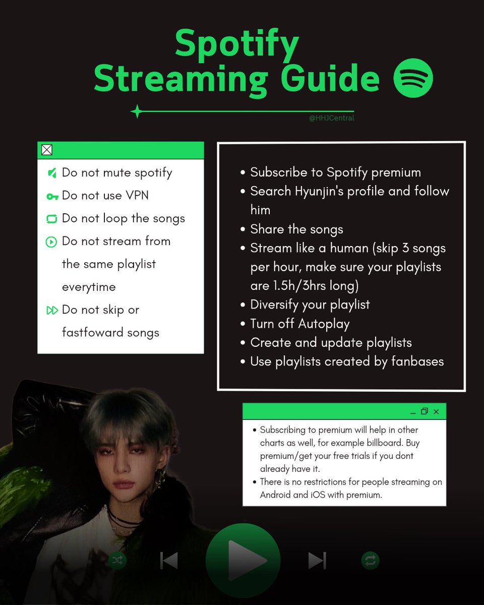 HHJCentral's tweet photo. 🎧 MUSIC PLATFORM STREAMING GUIDES

We will be getting Hyunjin’s song ‘So Good’ in just a couple of weeks so we need everyone prepared! We’ve created streaming guides for multiple platforms for those who are unfamiliar with streaming!

Please join the future stationhead events created by us for the new release coming on December 13th!
We will also be making Spotify playlists with the correct streaming methods so please stay tuned. 
#SoGood_Hyunjin #Hyunjin