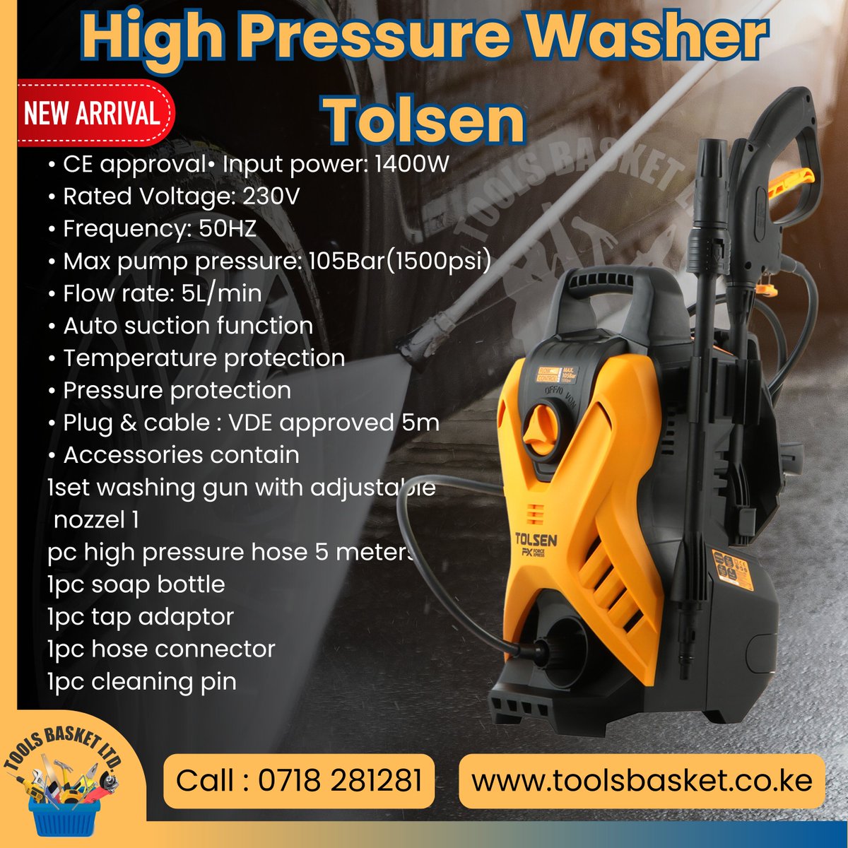 ToolsBasketNKR's tweet photo. High Pressure Washer Tolsen Available now at our shop 

Visit us at Dimples Building Nakuru. https://t.co/UlvQr4ldAf