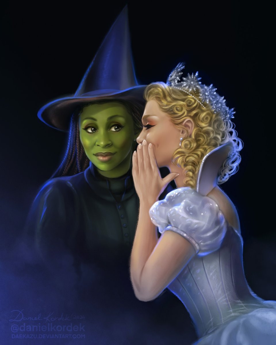 “What if” illustration:
Cynthia and Ariana in Broadway looks 💚💗
I’m excited to see the blue dress of Glinda in part 2.  

#Wicked #wickedmovie #glinda #arianagrande #thewickedwitch #cynthiaerivo #elphaba #thewickedwitchofthewest #wizardofoz #oz #broadway #poster