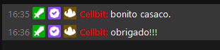 liafoguel's tweet photo. cellbit: bonito casaco.
bagi: oi amigão!! bonito jogo
cellbit: obrigado!!!

:( https://t.co/APylqmnbvX